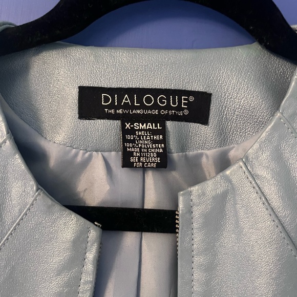Dialogue Jacket Vtg Pearlescent Shiny Retro Powder Blue Leather Jacket Sz Xs - Picture 3 of 5